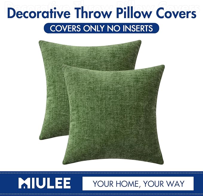 MIULEE Pack of 2 Couch Throw Pillow Covers 20x20Inch Soft Moss Green Spring - Image 6