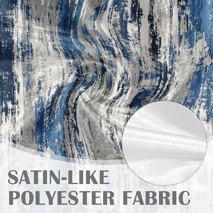 Emvency 4 Pack Valances Window Treatments, Abstract Modern Blue Grey Rustic - Image 4
