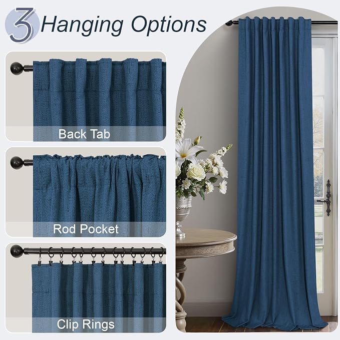 Navy Blue Short Blackout Curtains 54 Inch Length 2 Panels - Image 5