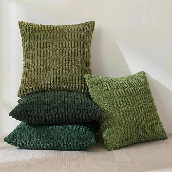 Fancy Homi Set of 4 Green Boho Spring Decorative Throw Pillow Covers 24x24 Inch - Image 2