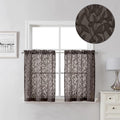 Lecloud Leia Chocolate Brown Sheer Kitchen Curtains 24 Inch Length 2 Pcs by Lecloud