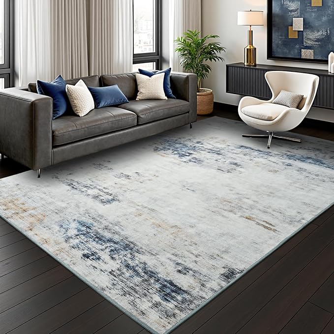 Toneed Abstract Area Rug Modern Washable Rug Soft Non Slip Rug Low Pile - Image 3
