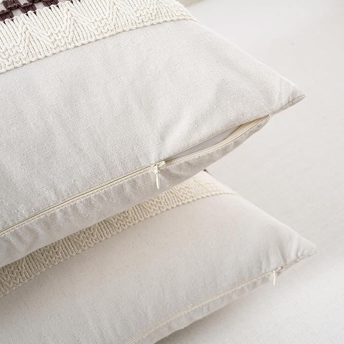 Fancy Homi Set of 1 Boho Brown Long Lumbar Decorative Throw Pillow Cover 12x24 - Image 3