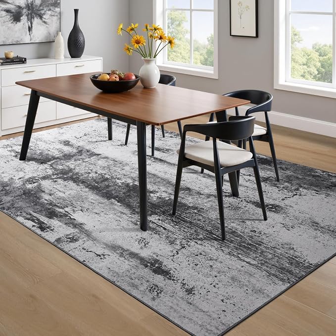 Toneed Abstract Area Rug Modern Washable Rug Soft Non Slip Rug Low Pile - Image 5