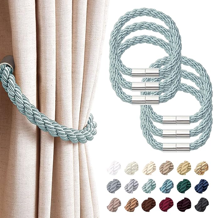 NICEEC 6 Pack Strong Magnetic Curtain Tiebacks Modern Simple Style Drape Tie by NICEEC