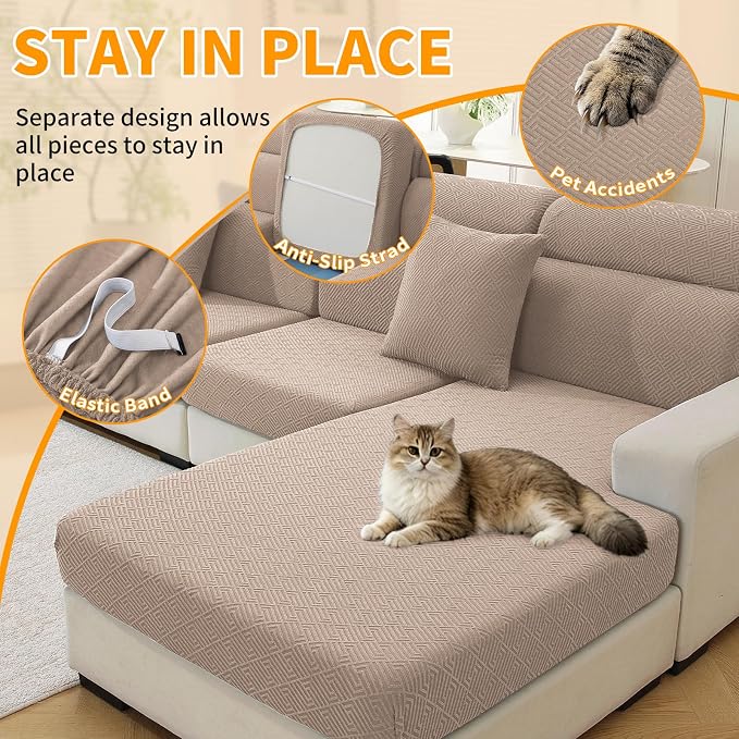 XINEAGE Couch Cushion Covers, Loveseat Seat Slipcovers - Image 5