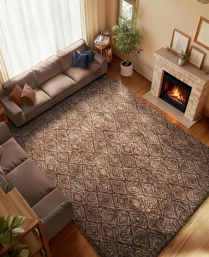 Ophanie Brown and White Diamond Striped Rugs - Image 5