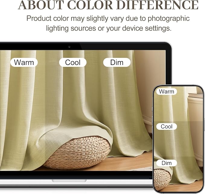 Pinch Pleated Linen Curtains 84 Inch Length 2 Panels Set, Light Filtering Linen - Image 9