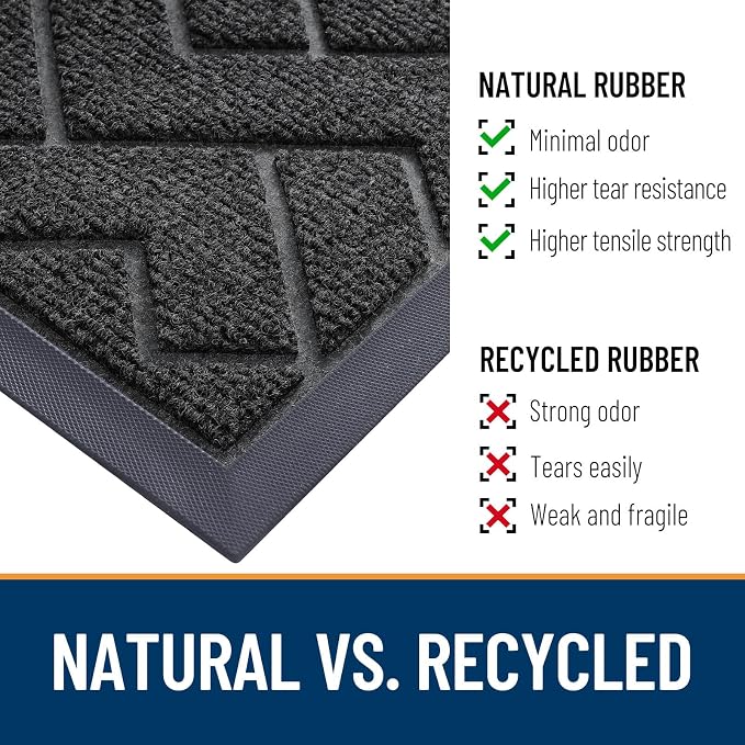OLANLY Front Door Mat Outside 59x23, All-Season Absorbent Rubber Doormat | Black - Image 5