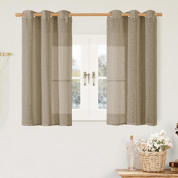 LAMIT Taupe Short Linen Curtains by LAMIT