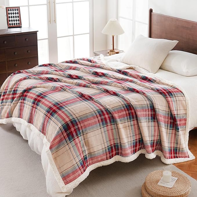 PU MEI Sherpa Fleece Throw Blanket 60" x 80" Reversible Plush Fluffy Large Big - Image 2