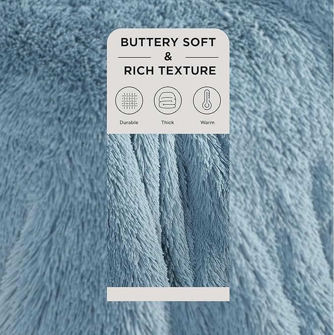 Bedsure GentleSoft Fluffy Light Sky Blue Throw Blanket, Dusty Baby Blue Decor - Image 2