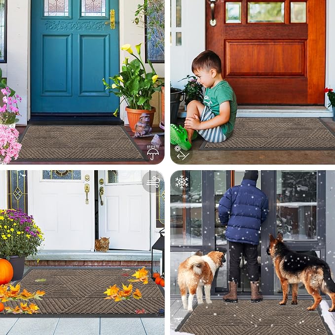 Smiry Front Door Mat Outside Entrance, Heavy Duty Sturdy Natural Rubber Doormat - Image 7