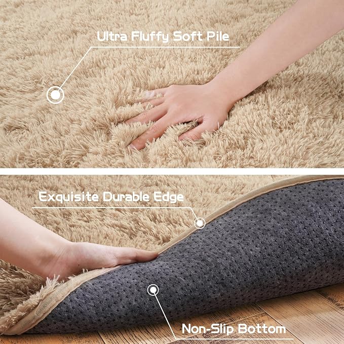 Pionblank Fluffy Area Rug for Bedroom 3.3'x6.2', Shag Oval Rug for Bedside - Image 6