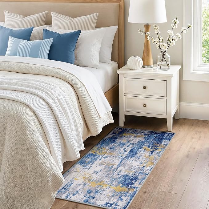 Washable Area Rugs 2'x5' Non-Slip Modern Abstract Soft - Image 3