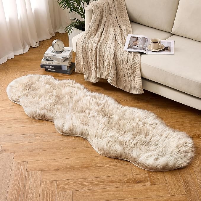 MIULEE Luxury Super Soft Fluffy Area Rug Faux Fur Sheepskin Rug Decorative - Image 6