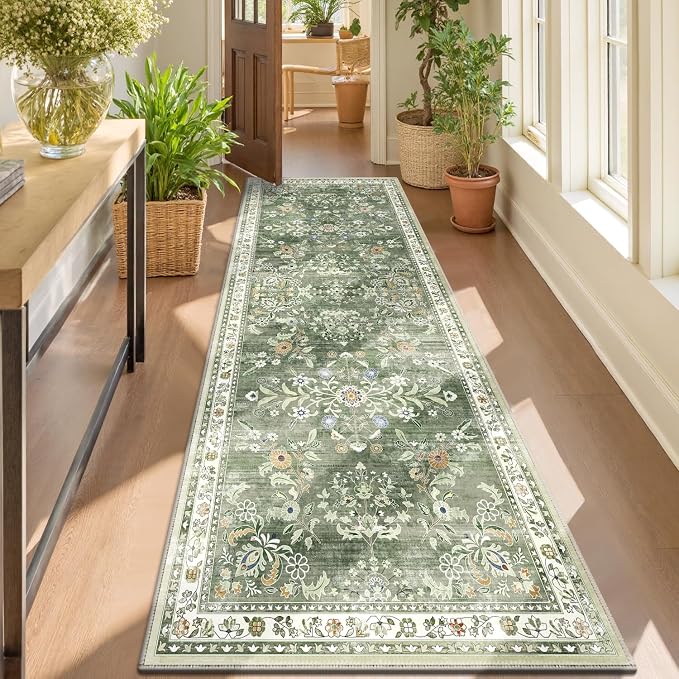 Yamaziot Washable Runner Rug 3x8 – Large Floral Non Slip Boho Hallway Runner Rug - Image 6