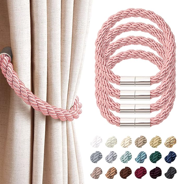 NICEEC 4 Pack Strong Magnetic Curtain Tiebacks Modern Simple Style Drape Tie by NICEEC