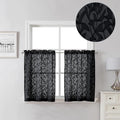 Lecloud Leia Black Valances Sheer Cafe Curtains 24 Inch Length 2 Pieces by Lecloud