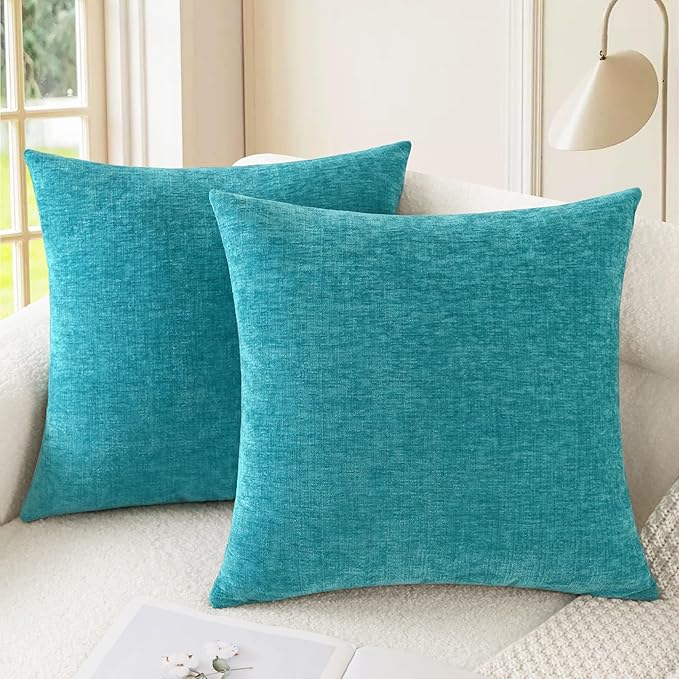 CaliTime Throw Pillow Covers Decorative 26 X 26 Inches Pack of 2 Cozy Chenille by CaliTime