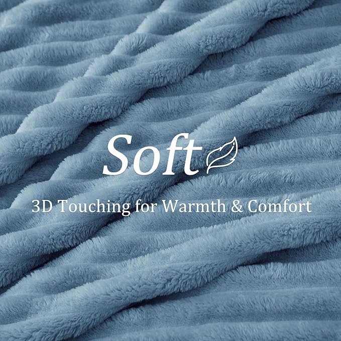 BEDELITE Full Size Blanket for Bed, 300GSM Soft & Warm Fleece Light Blue Blanket - Image 4
