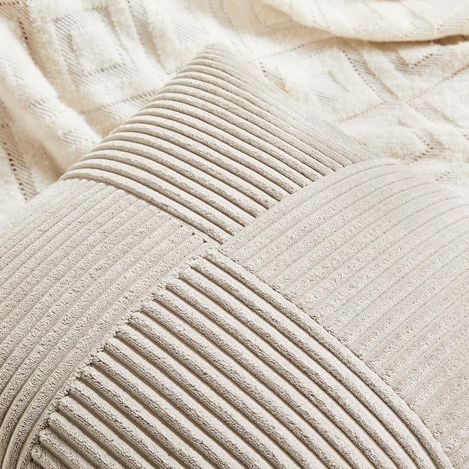 Fancy Homi 2 Packs Neutral Taupe Decorative Throw Pillow Covers 22x22 Inch - Image 3