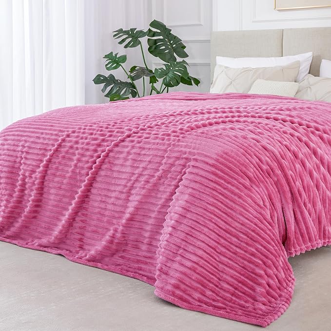 BEDELITE Fleece Blanket Queen Size – 3D Ribbed Jacquard Soft and Warm - Image 8