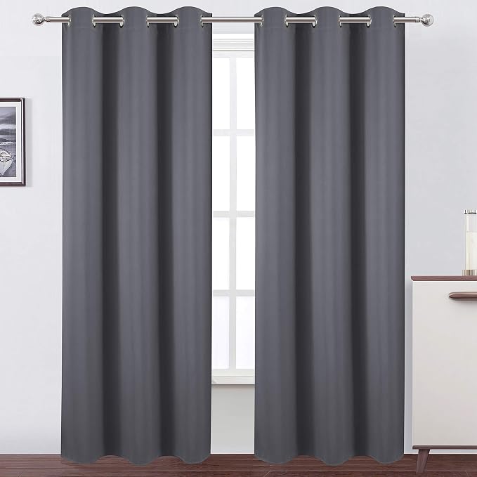 LEMOMO Grey Thermal Blackout Curtains/42 x 84 Inch/Set of 2 Panels Room by Lemomo