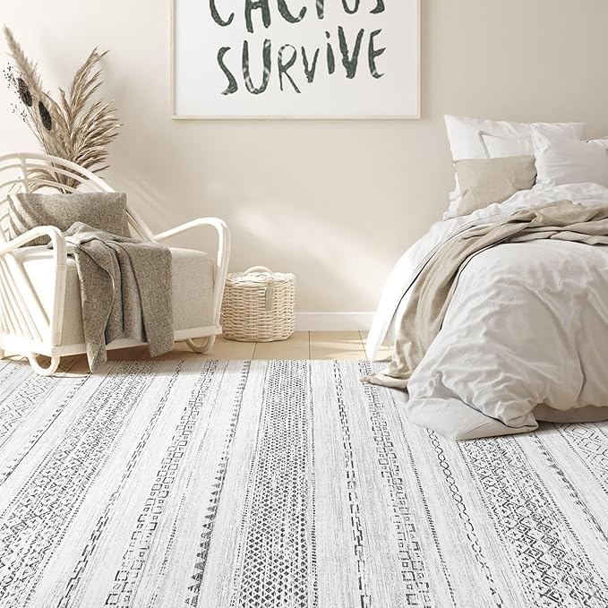 Nakagishi 5x8 Area Rugs Living Room: Washable Boho Large Neutral Soft Farmhouse - Image 6