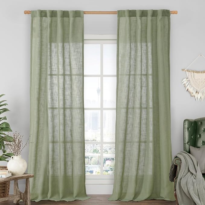 LAMIT Sage Green Linen Curtains by LAMIT