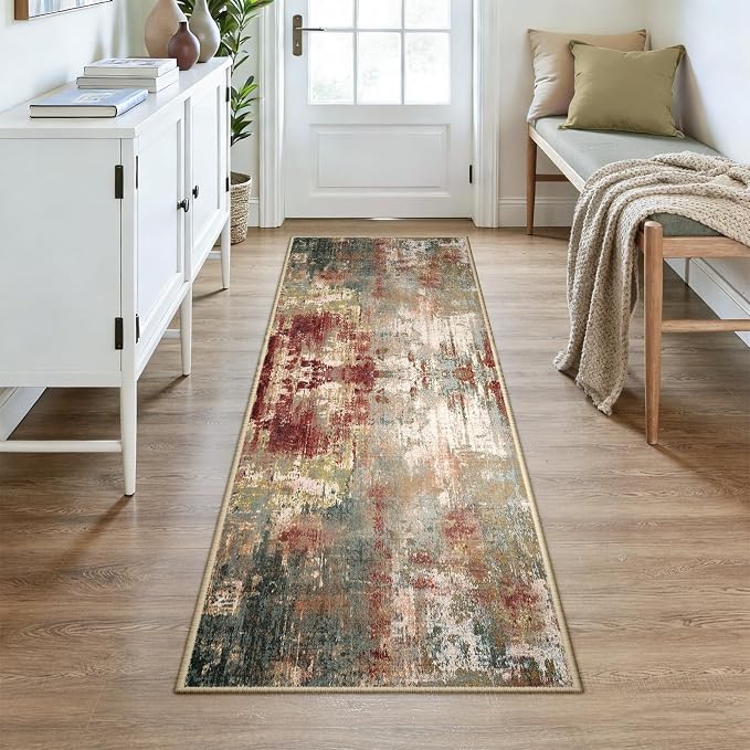 Washable Area Rugs 3x7 Non-Slip Modern Abstract Soft - Image 2