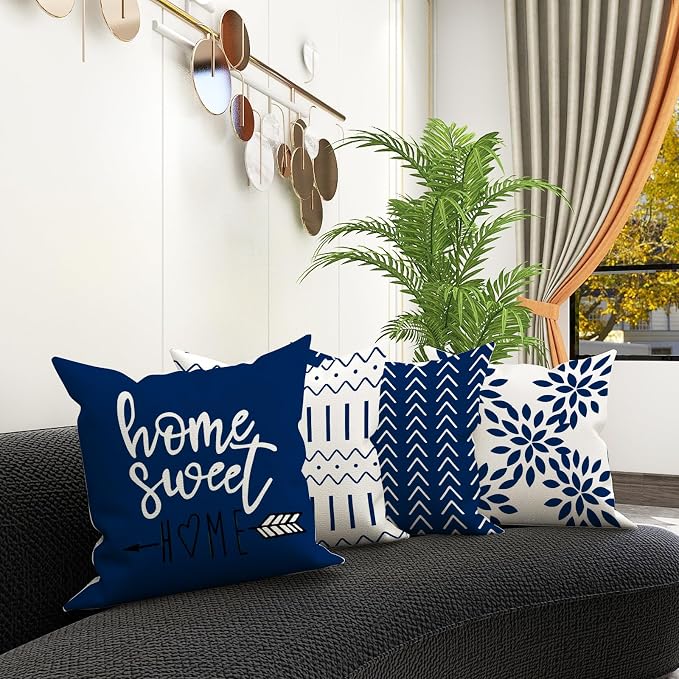 YCOLL Pillow Covers 16x16 Set of 4, Modern Sofa Throw Pillow Cover, Decorative - Image 6