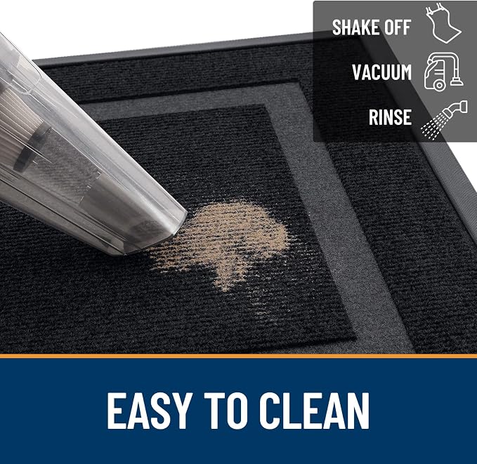 OLANLY Front Door Mat 23.5x15.5, All-Season Heavy-Duty Rubber Doormat | Black - Image 6