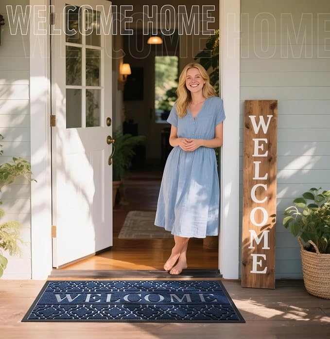Yimobra Welcome Mat Outdoor Indoor, All-Season Waterproof Front Door Mat - Image 2