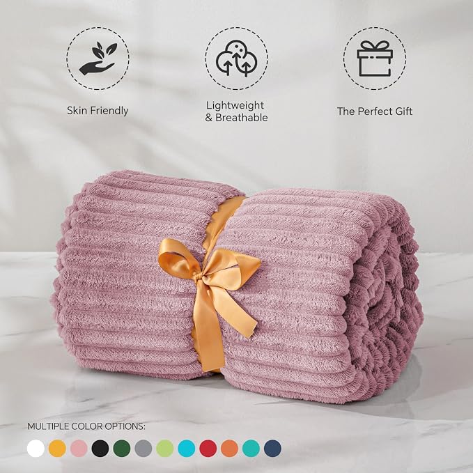 BEDELITE Fleece Throw Blanket for Couch – 3D Ribbed Jacquard Soft and Warm - Image 5