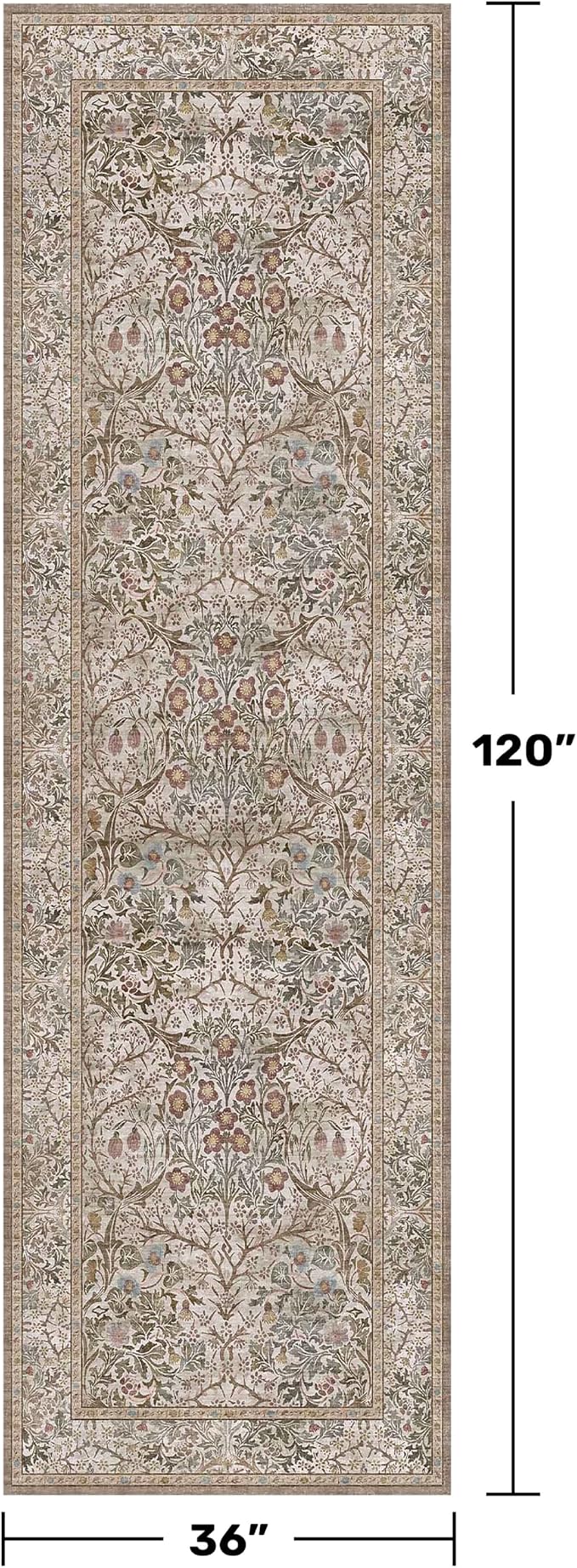 Moss Green 3x10 ft Extra Long Wide Runner Rug - Image 2
