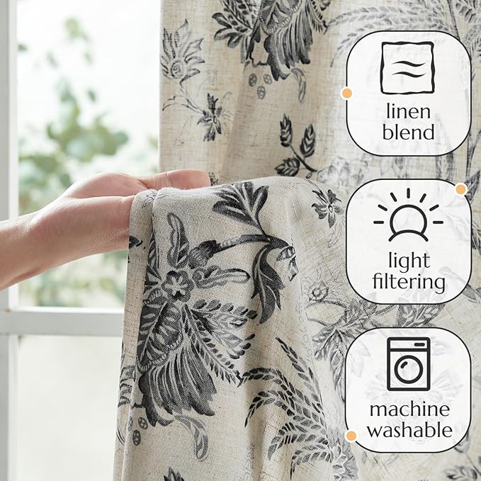jinchan Linen Floral Curtains for Living Room - Image 4