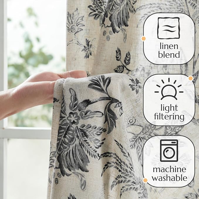 jinchan Linen Floral Curtains for Living Room - Image 4
