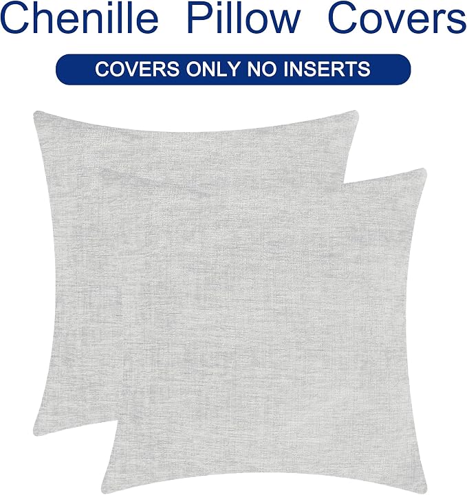 CaliTime Throw Pillow Covers Decorative 20 X 20 Inches Pack of 2 Cozy Chenille - Image 6