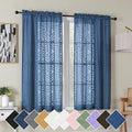 Simplebrand Dusty Blue Semi Sheer Curtains 54 Inch Length 2 Panels, Geometric by Simplebrand