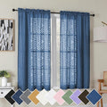 Simplebrand Dusty Blue Semi Sheer Curtains 45 Inch Length 2 Panels, Geometric by Simplebrand