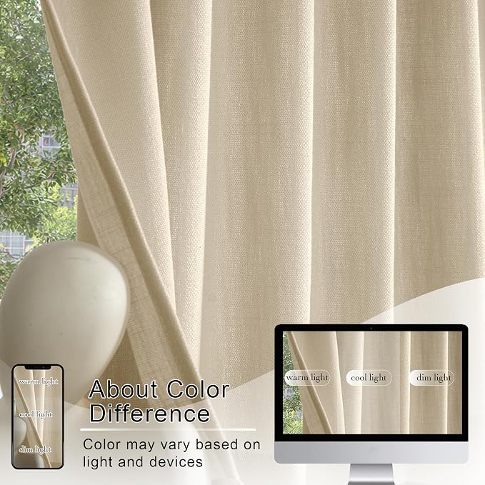 RYB HOME Cafe Curtains 24 inches Length, Short Kitchen Valances and Curtain Set - Image 7