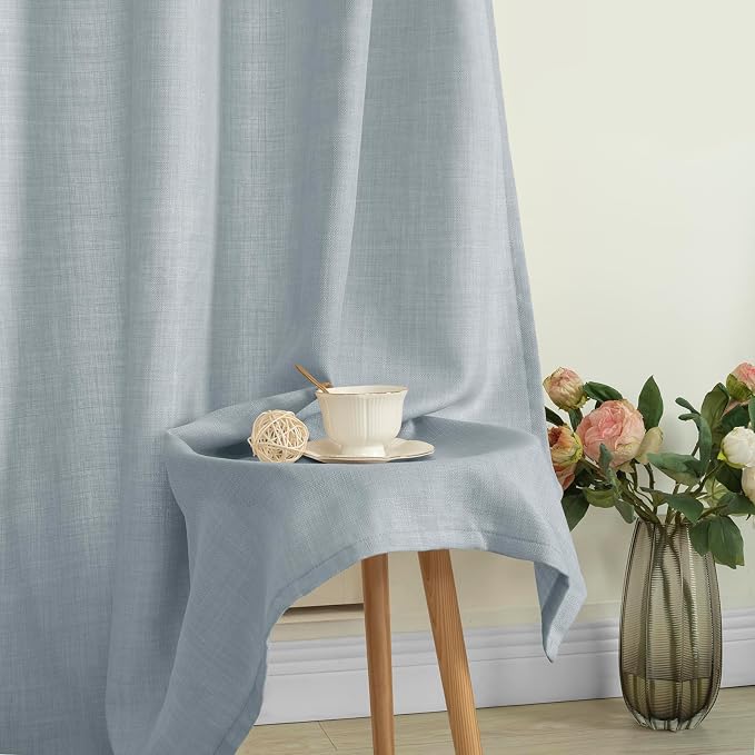 LAMIT Faux Linen Curtains for Bedroom, Light Filtering Panels, Grommet Privacy - Image 8