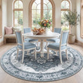 Area Rugs 7ft Washable Non-Slip, Floral Vintage Distress Print Pattern by RELEANY