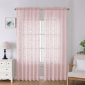 Lecloud Leia Blush Pink Sheer Curtains 90 Inches Long 2 Panels, Airy Leaf by Lecloud