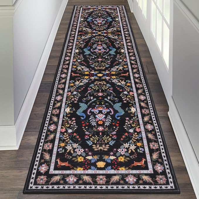 HEBE Washable Hallway Runner Rug 2'x 8' Non Slip Kitchen Rugs Runner, Low Pile by HEBE