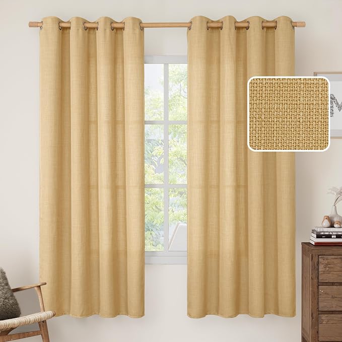 LAMIT 72 inch Linen Curtains for Bedroom, Grommet Thick Linen Textured Privacy by LAMIT