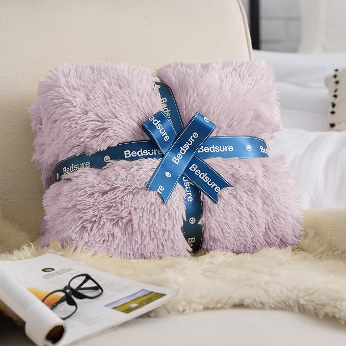 Bedsure GentleSoft Fluffy Lavender Purple Throw Blanket, Soft Cozy Fuzzy Plush - Image 6