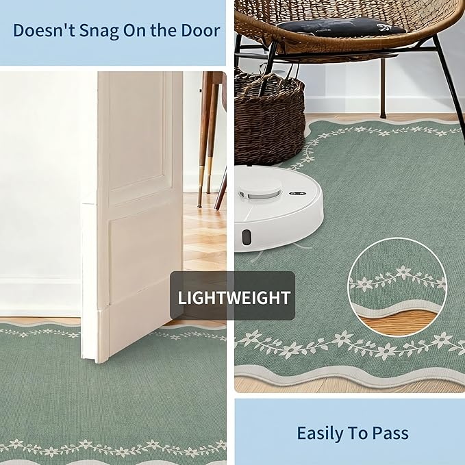 GarveeHome Round Rugs 6ft Scalloped Washable Circle Rug - Image 5