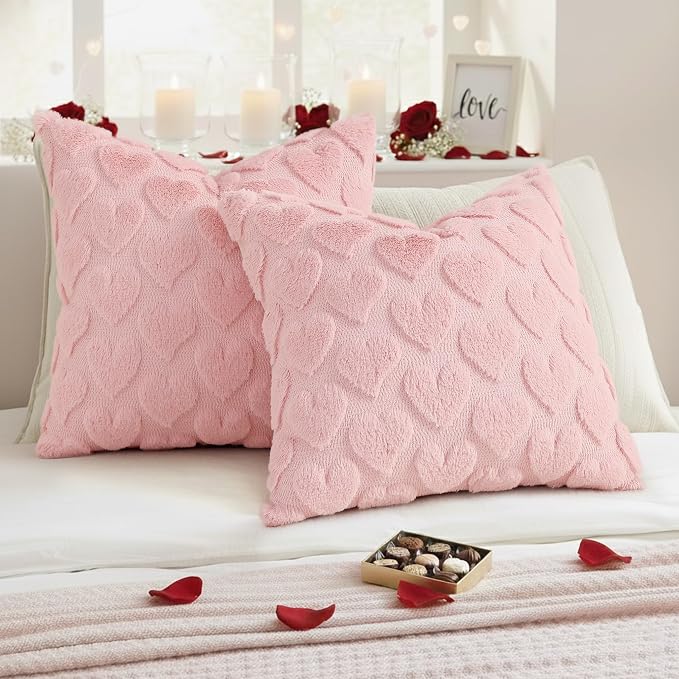 decorUhome Valentine’s Day Soft Plush Throw Pillow Covers 20x20 Inch Set of 2 - Image 3